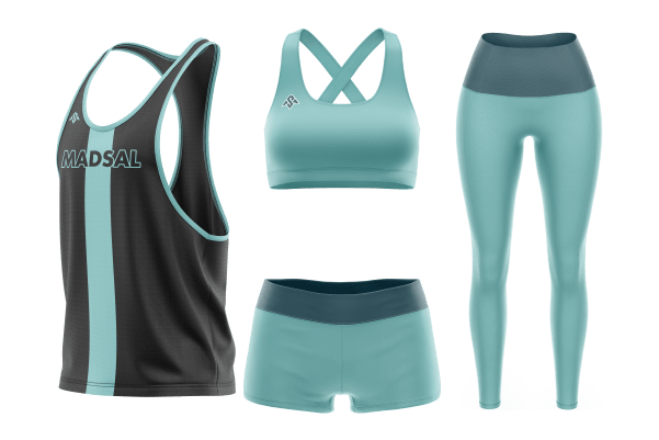 High-quality fitness apparel including leggings, compression shirts, and tank tops designed for workouts and active lifestyles.