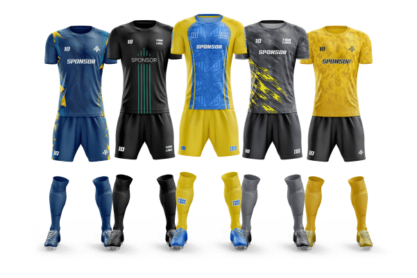 Collection of premium sportswear, including jerseys, tracksuits, and athletic shorts designed for performance and comfort